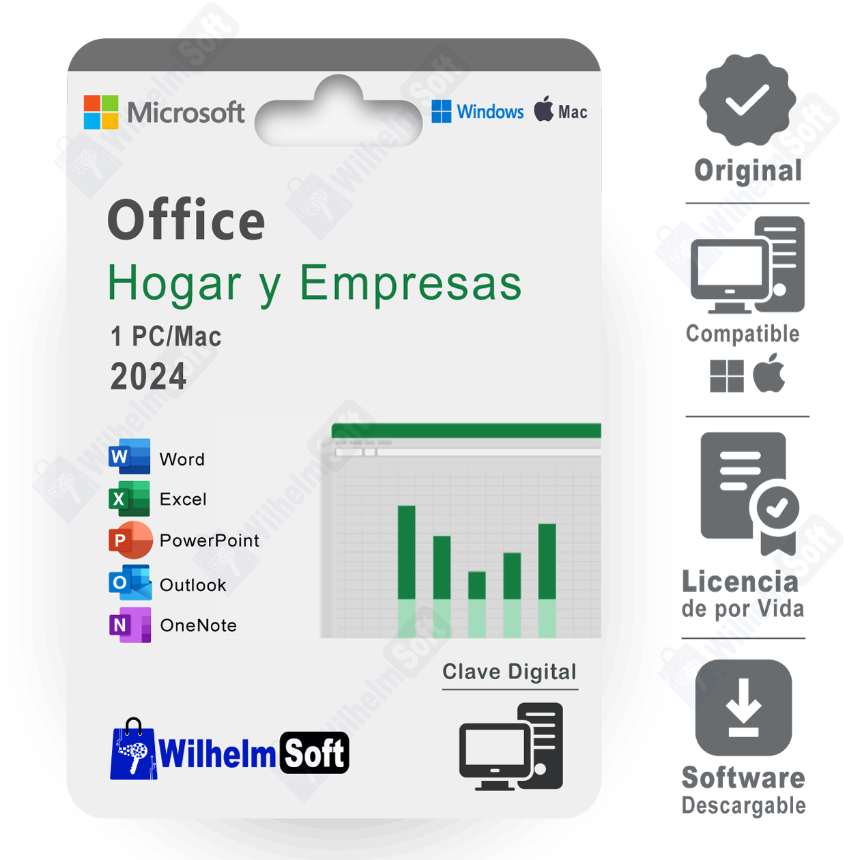 Microsoft Office Hogar y Empresas 2024 1 PC